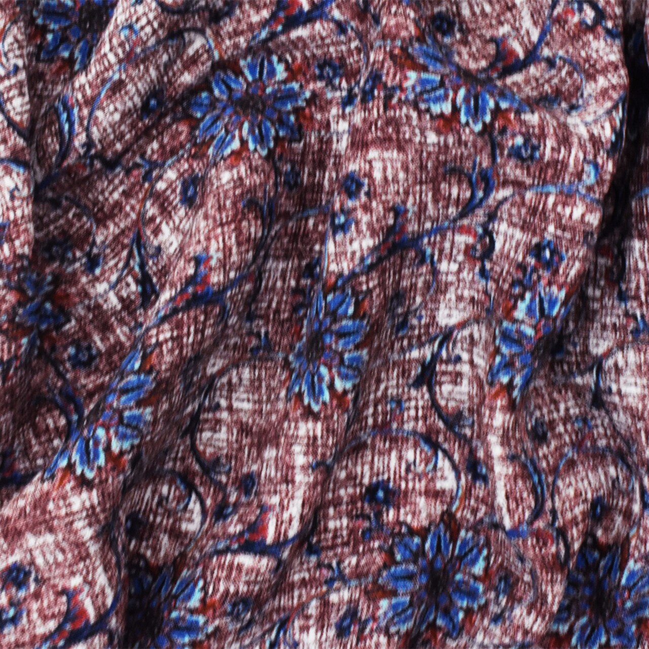 Red-Blue-Multi Famous Designer Viscose Floral Printed Crepe Faille Fabric By the Yard